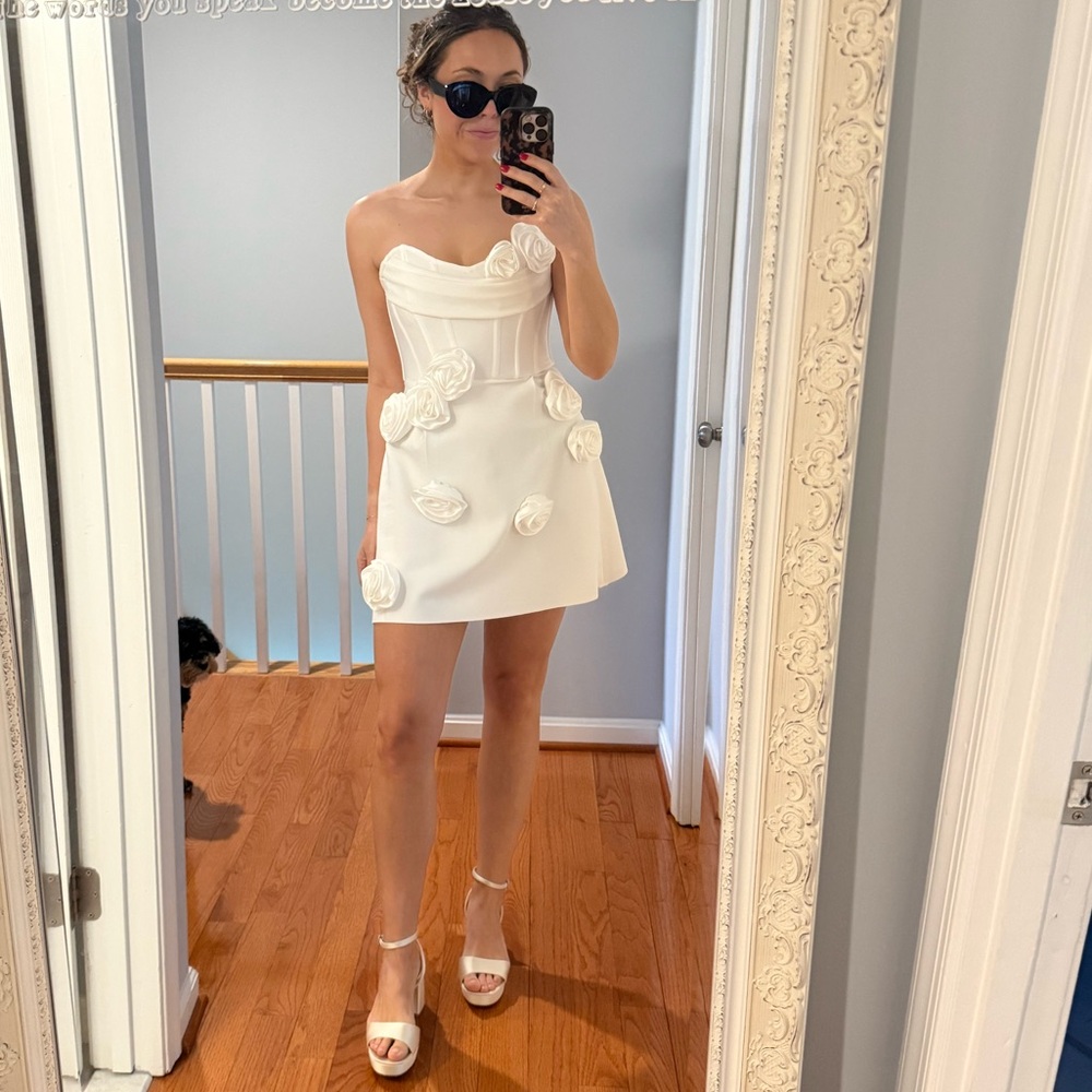 Sierra Darien • Rosette Corset White Mini Dress